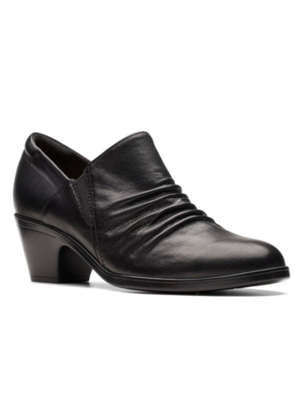 Clarks Collection Emily 2 Braley Black Leather Ankle Booties Boots Size 7.5